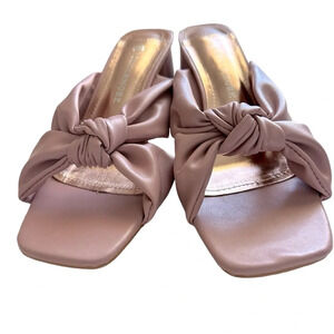 NWOT WOMENS SEXY CHUNKY HEELED SANDAL SUMMER OPEN TOE SHOE DUSTY PINK SIZE 7.5